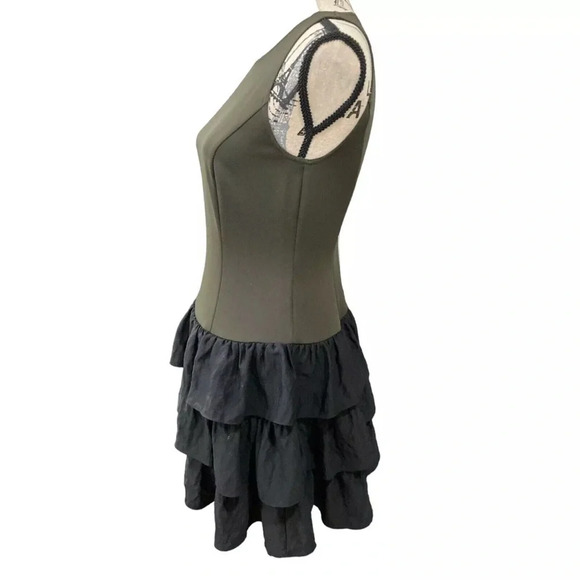 NWT RACHEL Rachel Roy Dark Green Black with Glitter Dress Tiered Ruffles - Picture 7 of 10